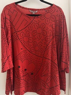 Women’s Red Polka Dot Long Sleeve Top by